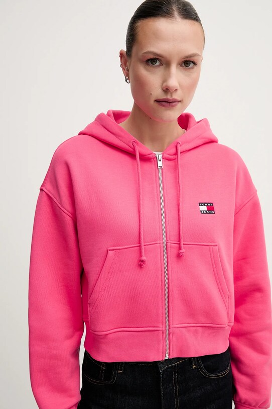Ρούχα Βαμβακερή μπλούζα Tommy Jeans DW0DW21355 ροζ