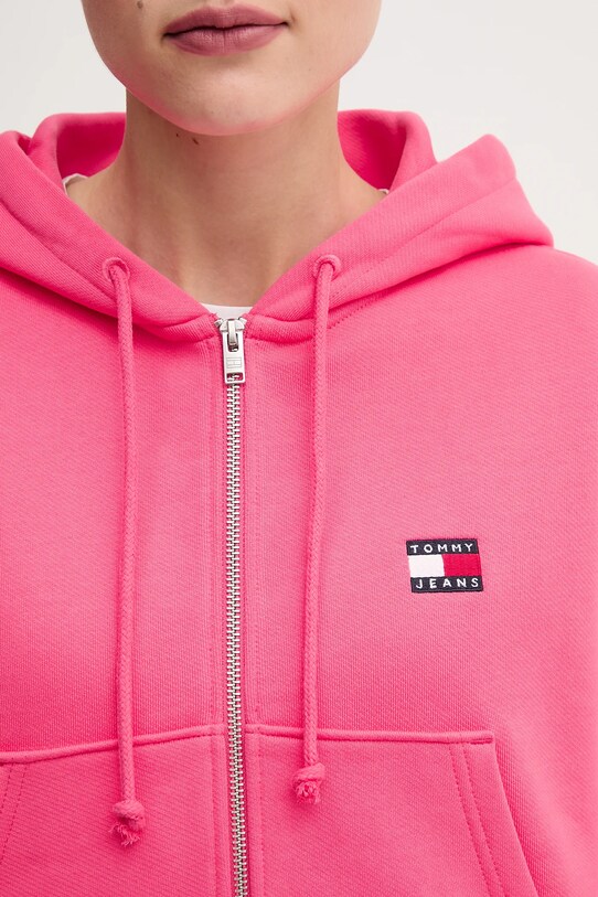 Βαμβακερή μπλούζα Tommy Jeans ροζ DW0DW21355