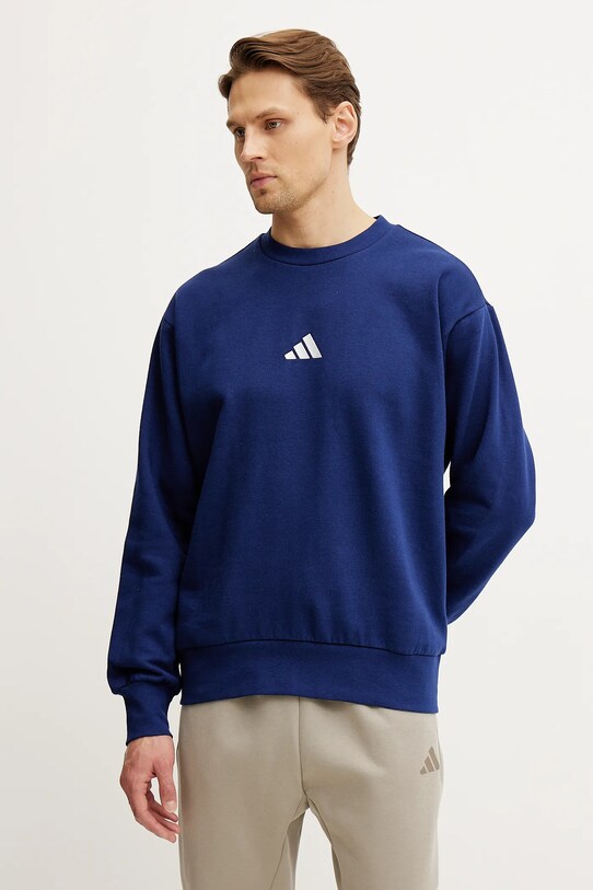 Μπλούζα adidas Feelcozy απλικέ σκούρο μπλε JE3792