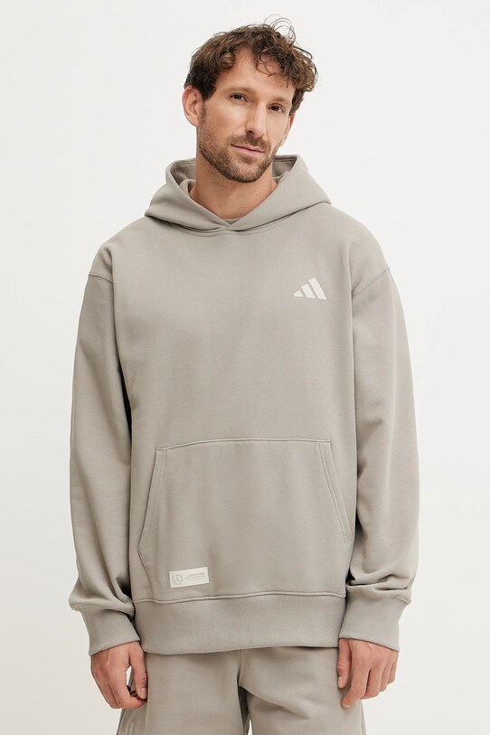 Βαμβακερή μπλούζα adidas x Mercedes στάμπα μπεζ JW3081