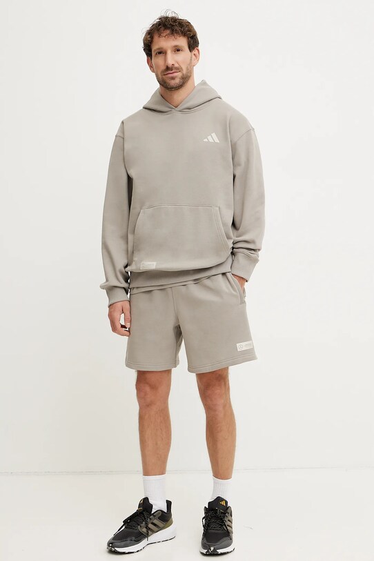 Βαμβακερή μπλούζα adidas x Mercedes JW3081 μπεζ SS25