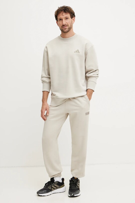 Βαμβακερή μπλούζα adidas x Mercedes JW3091 μπεζ SS25