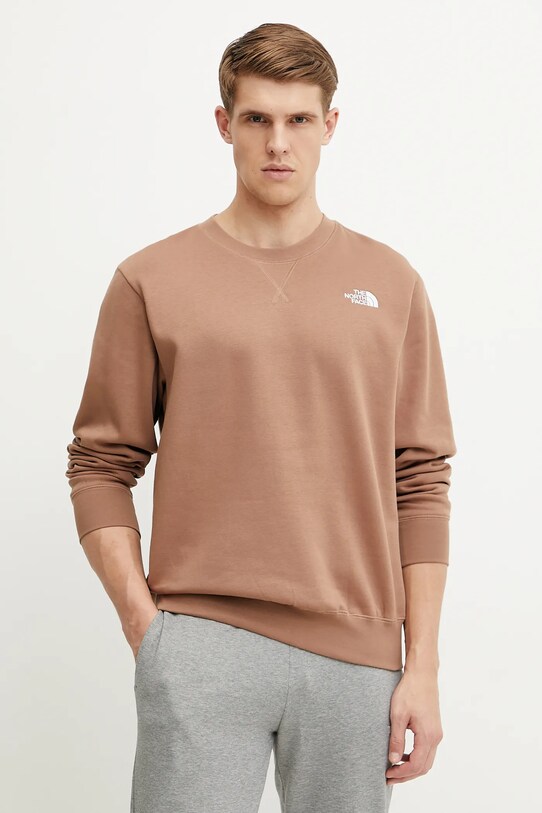 Μπλούζα The North Face Essential απλικέ καφέ NF0A89ET6IH1