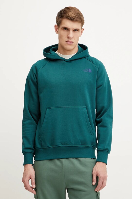 Μπλούζα The North Face Raglan Redbox με κουκούλα πράσινο NF0A89F9A1B1