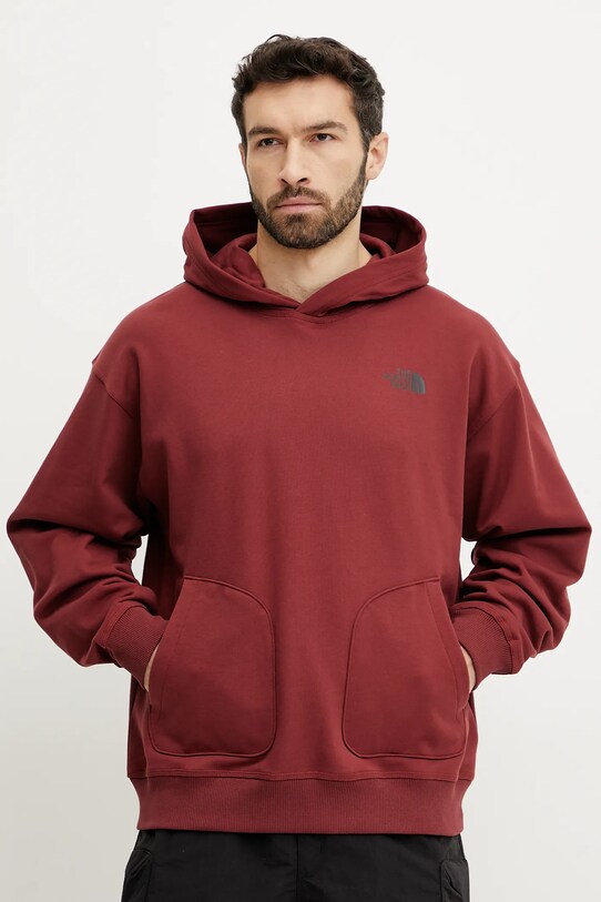 Ρούχα Βαμβακερή μπλούζα The North Face Nuptse Oversized NF0A8C3V0VO1 κόκκινο