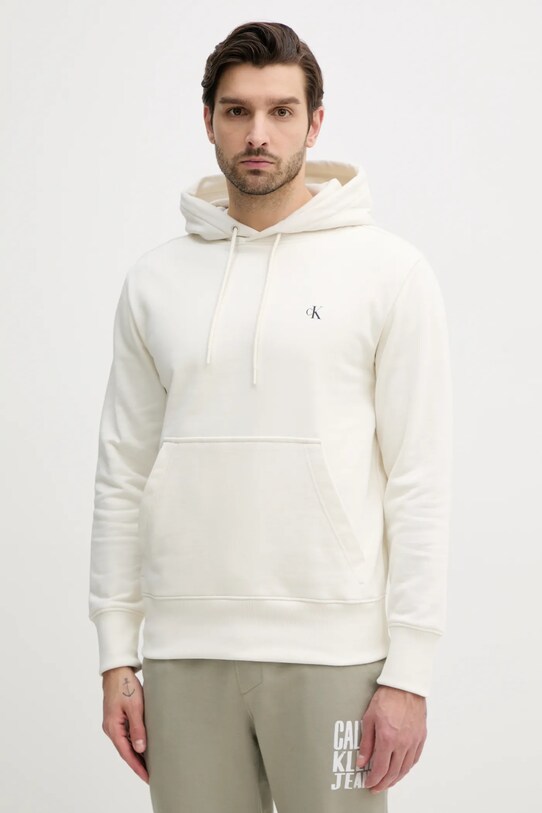 Βαμβακερή μπλούζα Calvin Klein Jeans στάμπα μπεζ J30J327526