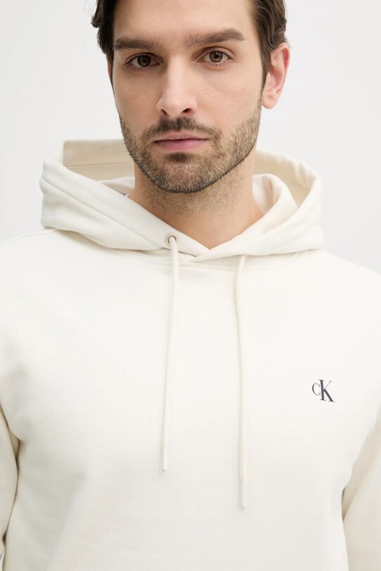 Βαμβακερή μπλούζα Calvin Klein Jeans μπεζ J30J327526