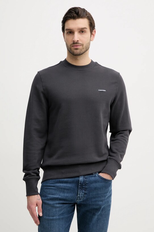 Βαμβακερή μπλούζα Calvin Klein Jeans βαμβάκι γκρί J30J327530