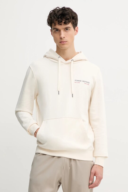 Βαμβακερή μπλούζα Tommy Hilfiger βαμβάκι μπεζ MW0MW39151