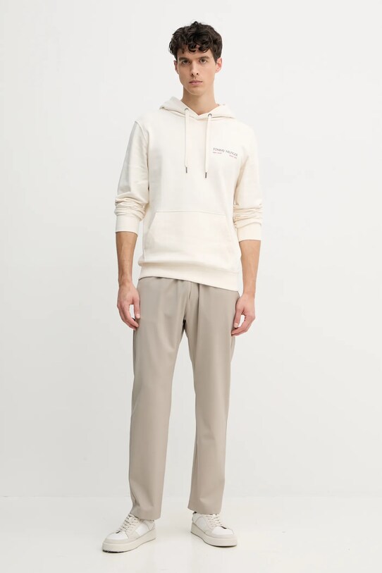 Βαμβακερή μπλούζα Tommy Hilfiger MW0MW39151 μπεζ SS25