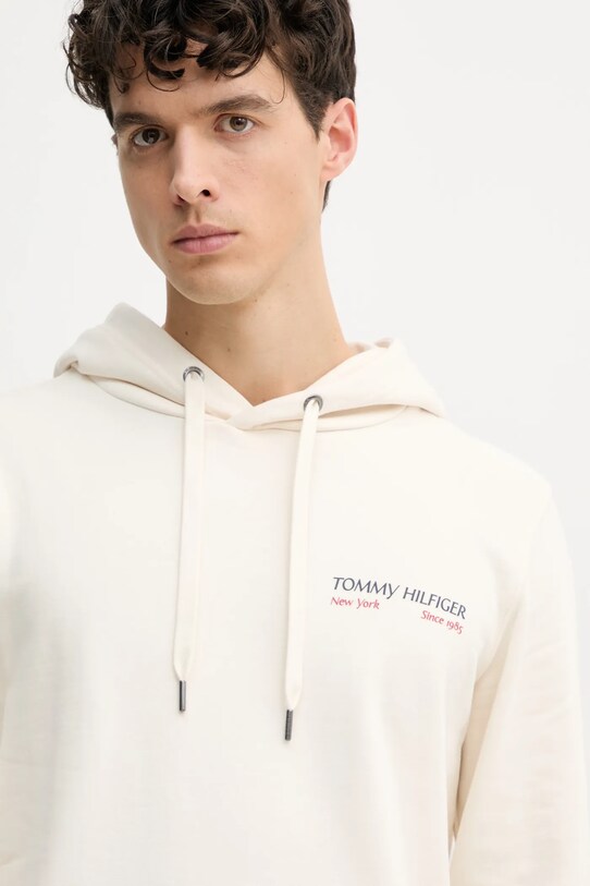 Βαμβακερή μπλούζα Tommy Hilfiger μπεζ MW0MW39151