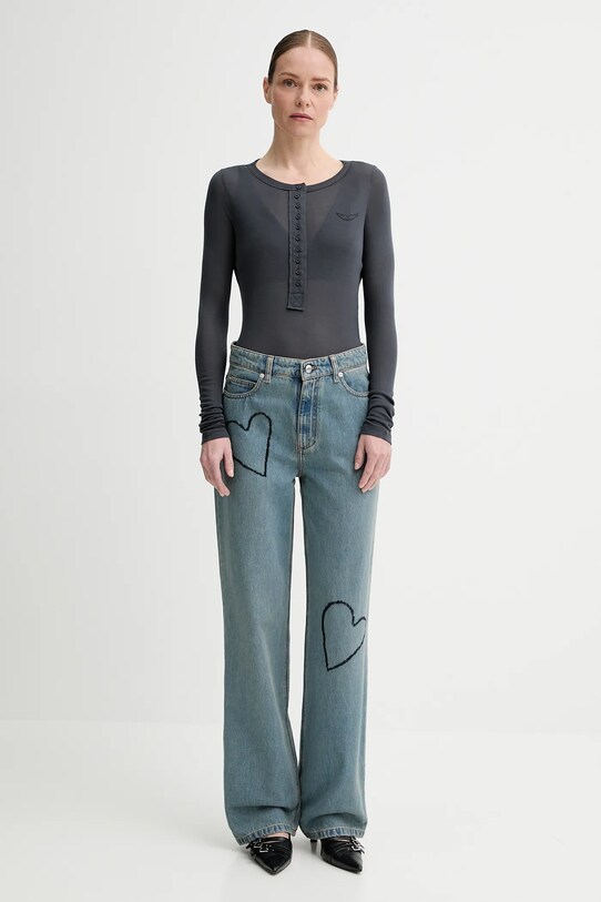 Βαμβακερή μπλούζα με μακριά μανίκια ZADIG&VOLTAIRE JWTS02690.21 γκρί SS25