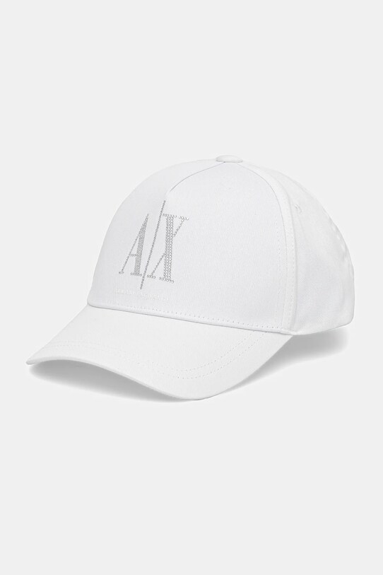 Βαμβακερό καπέλο του μπέιζμπολ Armani Exchange απλικέ λευκό XW000957.AF13846.NOS