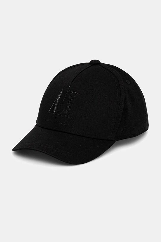 Βαμβακερό καπέλο του μπέιζμπολ Armani Exchange απλικέ μαύρο XW000957.AF13846.NOS