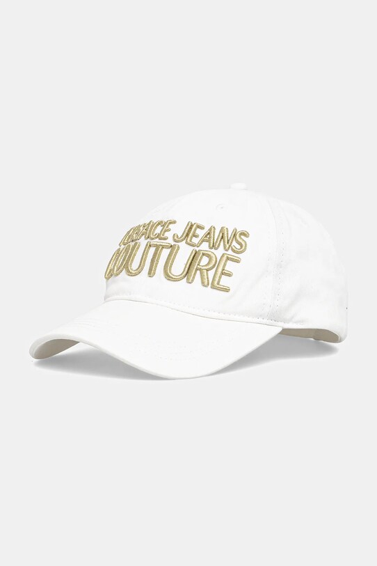 Βαμβακερό καπέλο του μπέιζμπολ Versace Jeans Couture απλικέ λευκό 78HAZK32.ZG365