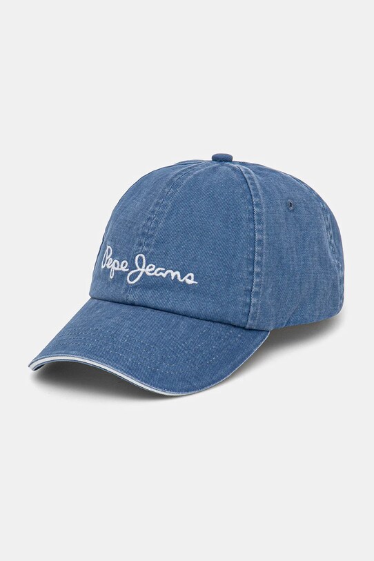Βαμβακερό καπέλο του μπέιζμπολ Pepe Jeans WEI CAP απλικέ μπλε PL040364