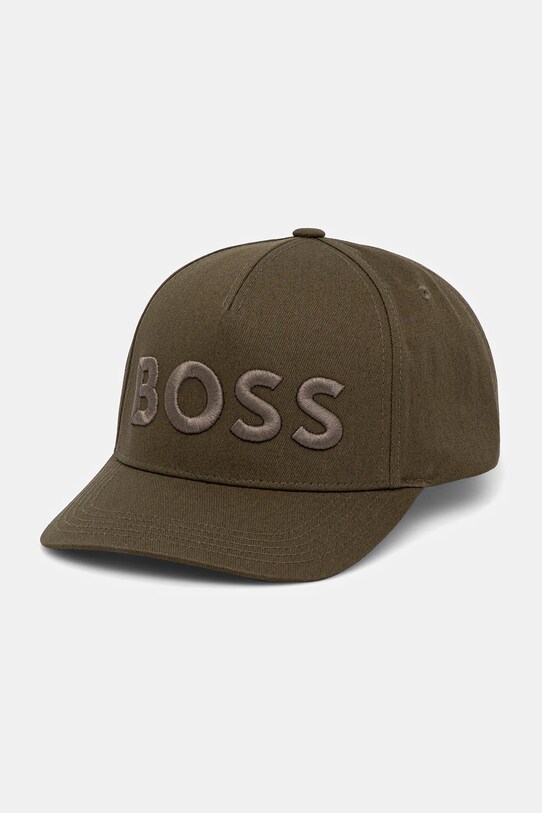 Βαμβακερό καπέλο του μπέιζμπολ BOSS απλικέ πράσινο 50536482