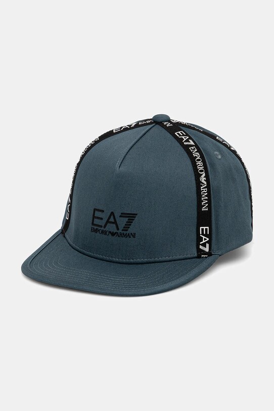Βαμβακερό καπέλο του μπέιζμπολ EA7 Emporio Armani απλικέ πράσινο AF13265.7X000054