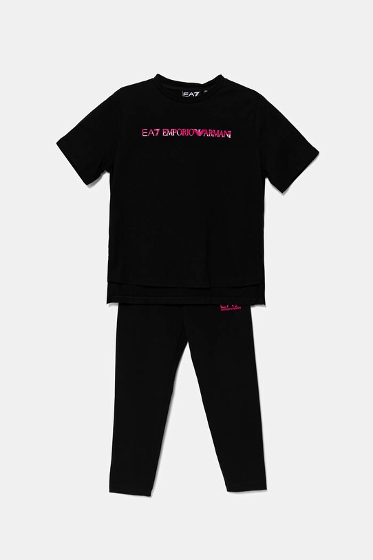 Παιδικό βαμβακερό σετ EA7 Emporio Armani στάμπα μαύρο 7G000071.AF12503
