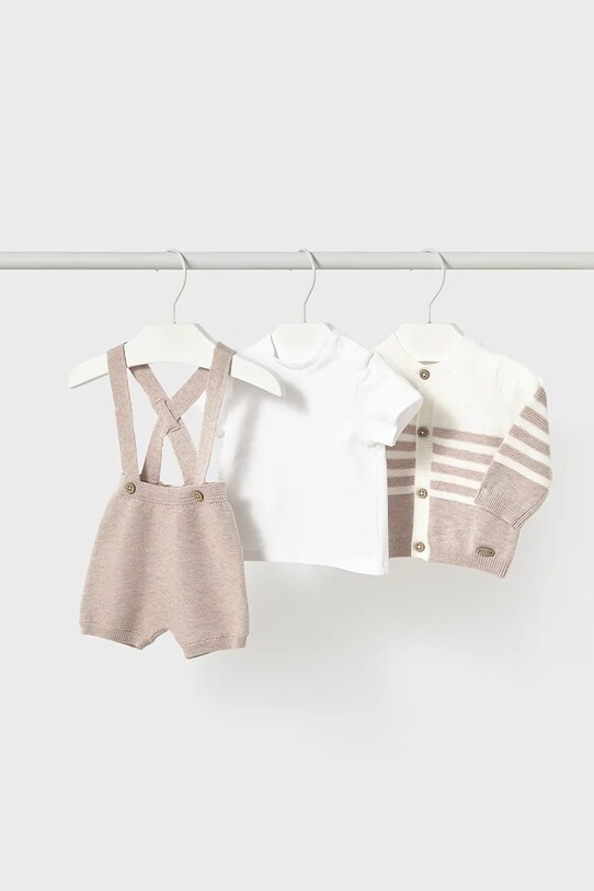 Σετ μωρού Mayoral Newborn 3-pack με μοτίβο μπεζ 1203.1E.Newborn.PPYH