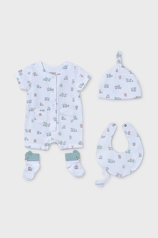 Σετ μωρού Mayoral Newborn 4-pack με μοτίβο τιρκουάζ 9910.1A.Newborn.PPYH