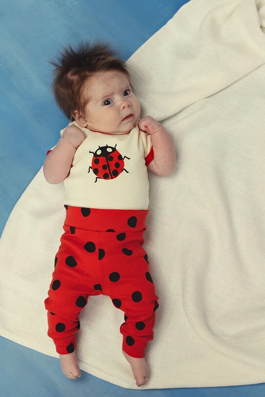 Βρεφικό βαμβακερό σετ Mini Rodini Dots 2524010342 κόκκινο