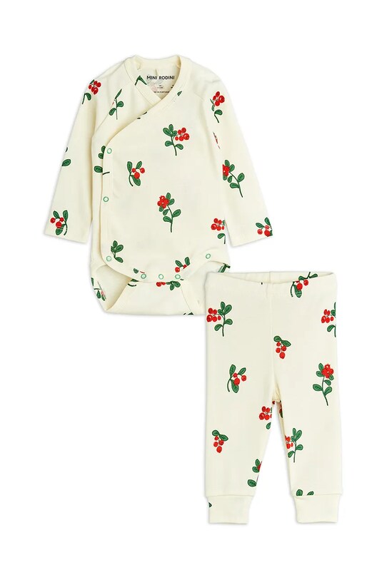 Βρεφικό βαμβακερό σετ Mini Rodini Lingonberries 2524011011 μπεζ SS25