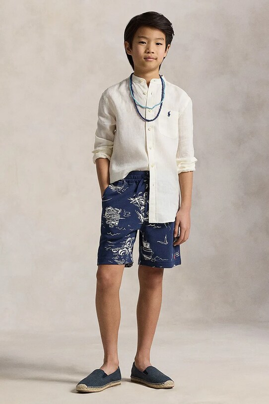 Παιδικό λινό πουκάμισο Polo Ralph Lauren λευκό 323964592002