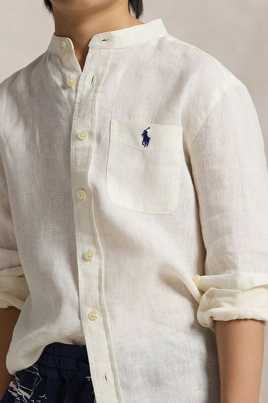 Παιδικό λινό πουκάμισο Polo Ralph Lauren 323964592002 λευκό