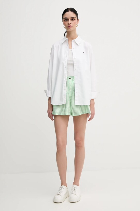 Βαμβακερό πουκάμισο Tommy Hilfiger WW0WW46111 λευκό SS25