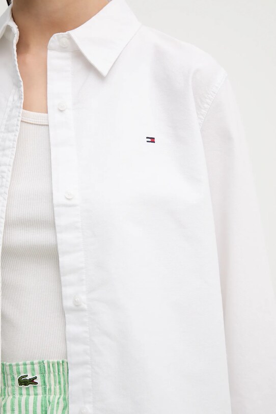 Βαμβακερό πουκάμισο Tommy Hilfiger WW0WW46111 λευκό
