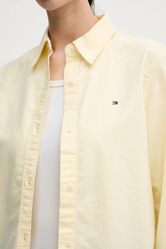 Βαμβακερό πουκάμισο Tommy Hilfiger WW0WW46111 κίτρινο