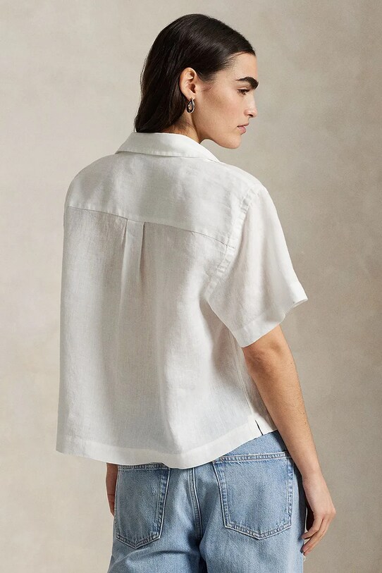 Πουκάμισο από λινό Polo Ralph Lauren 211965847 λευκό SS25