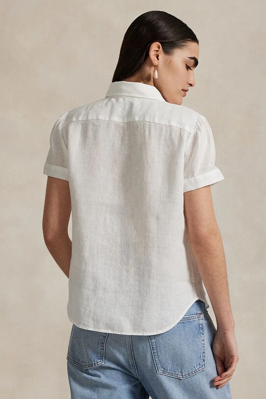 Πουκάμισο από λινό Polo Ralph Lauren 211973366 λευκό SS25