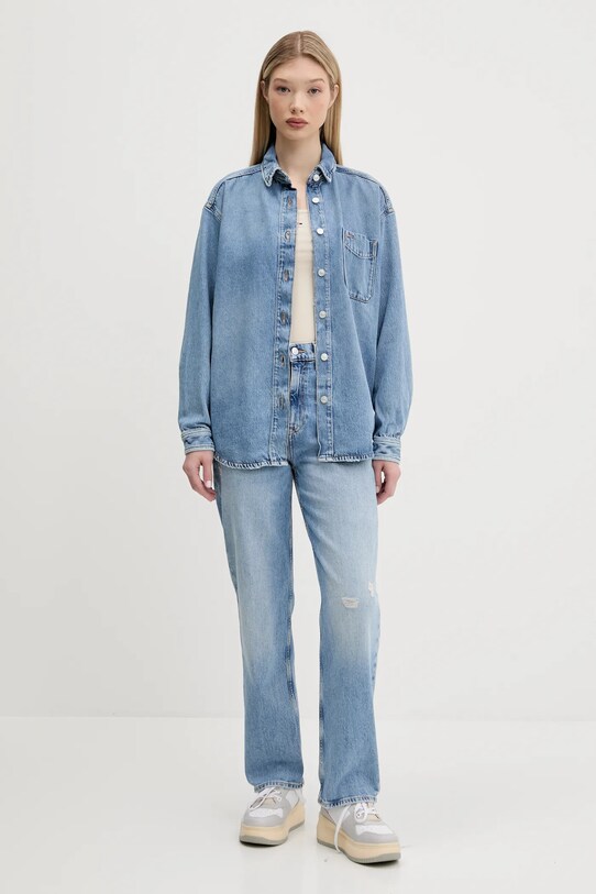 Τζιν πουκάμισο Tommy Jeans DW0DW20365 μπλε SS25