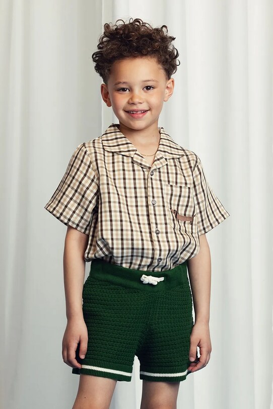 Πουκάμισο Mini Rodini Gingham με μοτίβο μπεζ 2522016013
