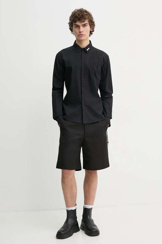 Βαμβακερό πουκάμισο Heliot Emil SS25.M.05.061.BLK01 μαύρο SS25