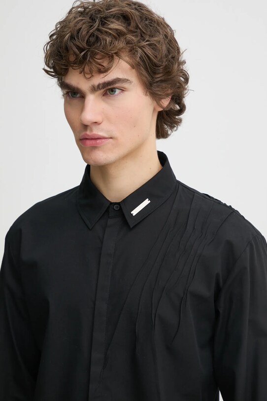 Βαμβακερό πουκάμισο Heliot Emil μαύρο SS25.M.05.061.BLK01