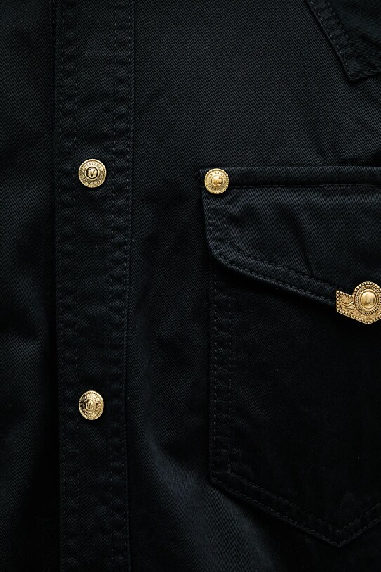Βαμβακερό πουκάμισο Versace Jeans Couture μαύρο 78GAL250.CDWRB
