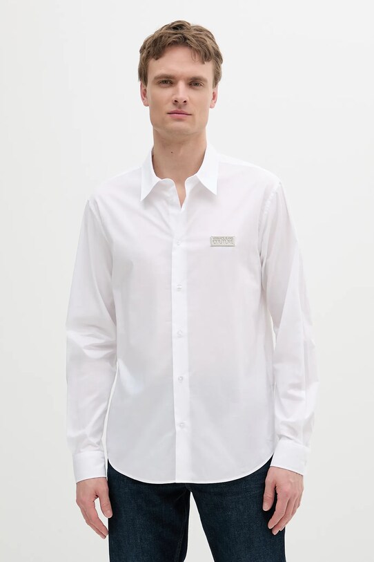Βαμβακερό πουκάμισο Versace Jeans Couture μακρύ λευκό 78GALYR1.CN002