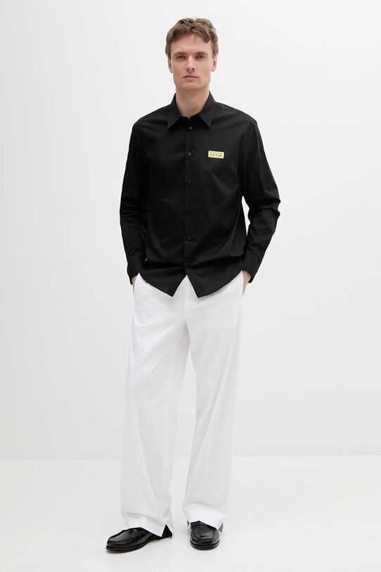 Βαμβακερό πουκάμισο Versace Jeans Couture 78GALYR1.CN002 μαύρο SS25