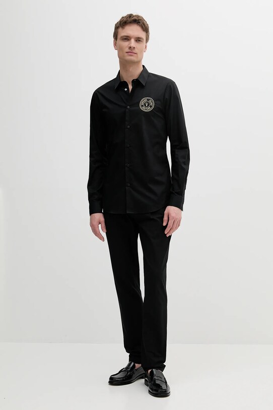 Βαμβακερό πουκάμισο Versace Jeans Couture 78GALYS2.CN002 μαύρο SS25