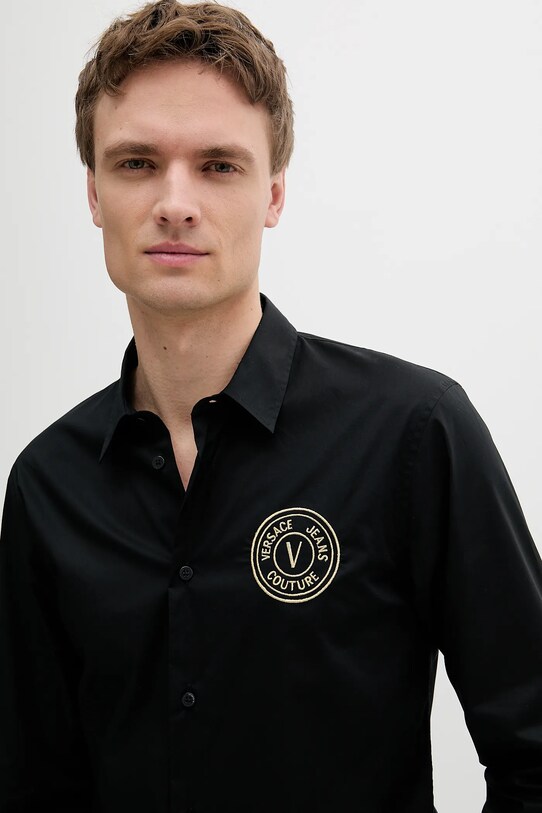 Βαμβακερό πουκάμισο Versace Jeans Couture μαύρο 78GALYS2.CN002