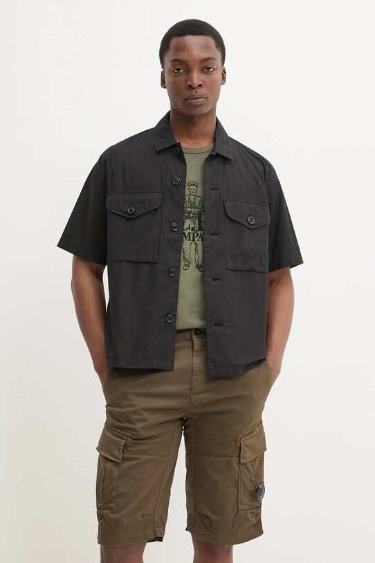 Βαμβακερό πουκάμισο C.P. Company casual μαύρο 18CMSH236A005328G