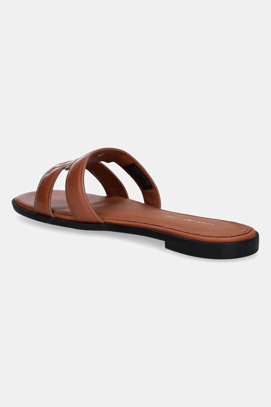 Παπούτσια Δερμάτινες παντόφλες Tommy Hilfiger TH LOGO STRAP MULE FW0FW08671 καφέ