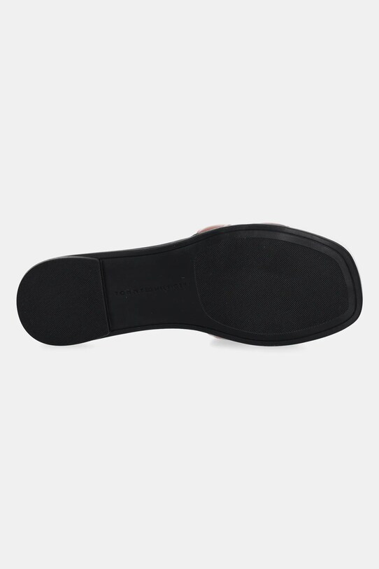 Δερμάτινες παντόφλες Tommy Hilfiger TH LOGO STRAP MULE FW0FW08671 καφέ