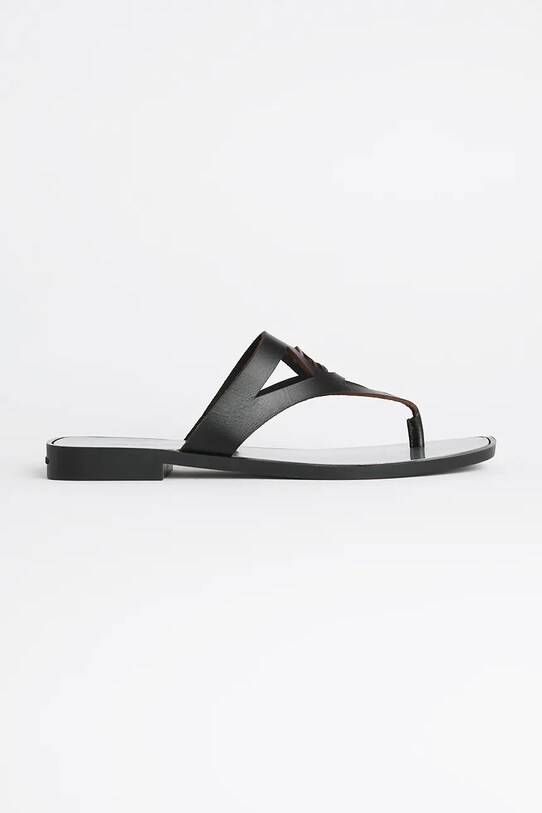 Δερμάτινες σαγιονάρες Karl Lagerfeld SKOOT II φλατ μαύρο KL80407.000