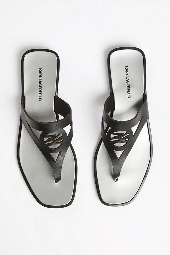 Δερμάτινες σαγιονάρες Karl Lagerfeld SKOOT II μαύρο KL80407.000