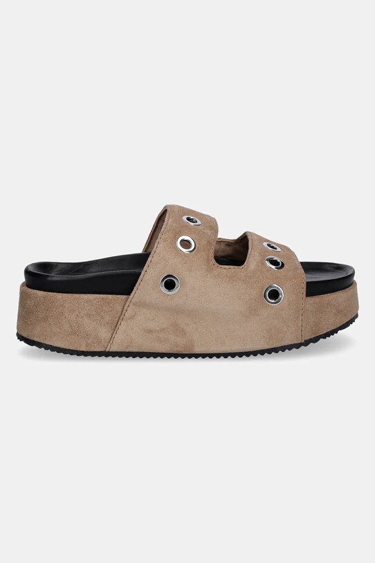Παντόφλες σουέτ Inuikii Suede Studs 1004.005.0151.163 καφέ SS25
