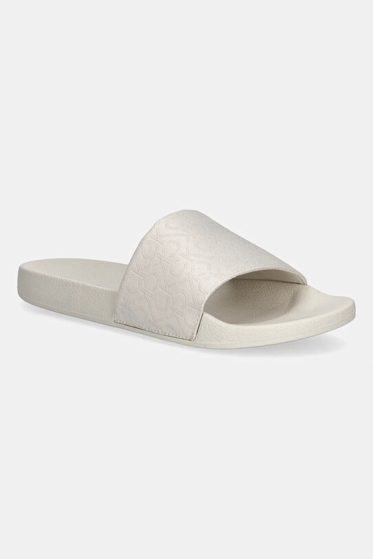 Παντόφλες Calvin Klein POOL SLIDE - JACQ φλατ μπεζ HW0HW02420